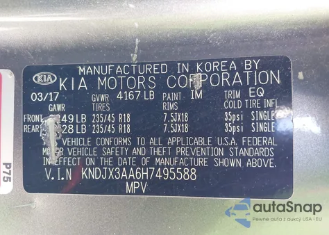 2017 Kia Soul ! из США, поврежденный, VIN KNDJX3AA6H7495588